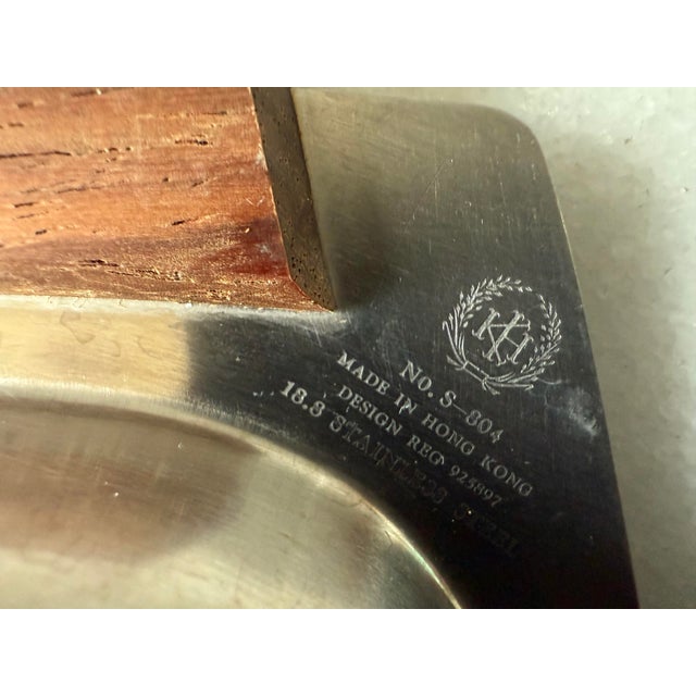 Set of 6 Vintage 1970s Stainless and Rosewood Trays For Sale - Image 9 of 9