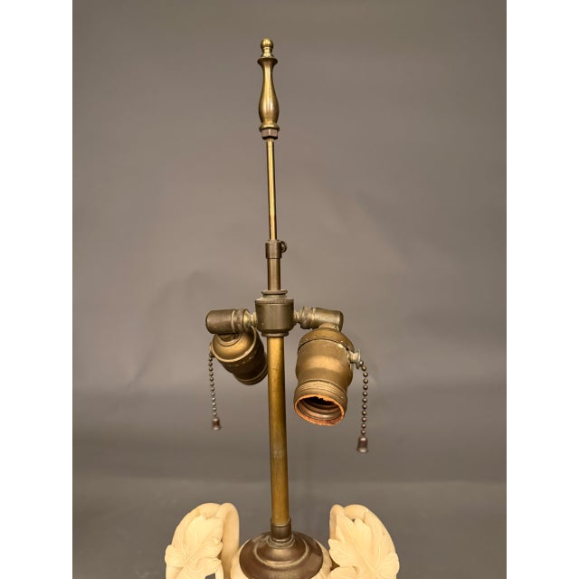 19th Century French Hand-Carved Marble Table Lamp With Floral & Grape Vine Motifs For Sale - Image 13 of 16