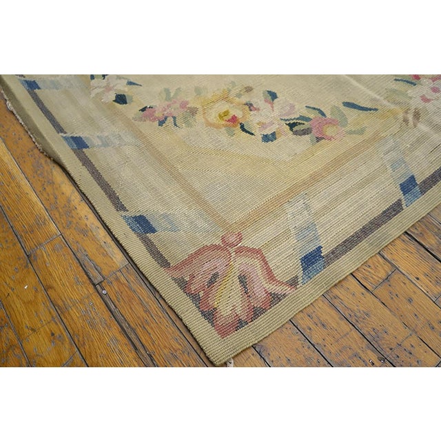 1920s Ivory Floral Antique European Aubusson Rug 3'6" X 5'10" Flatweave Wool Carpet For Sale In New York - Image 6 of 6