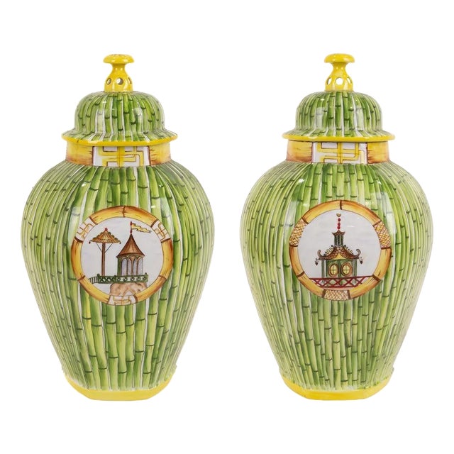 Pair of Late 20th Century Limoges Porcelain Ginger Jars For Sale