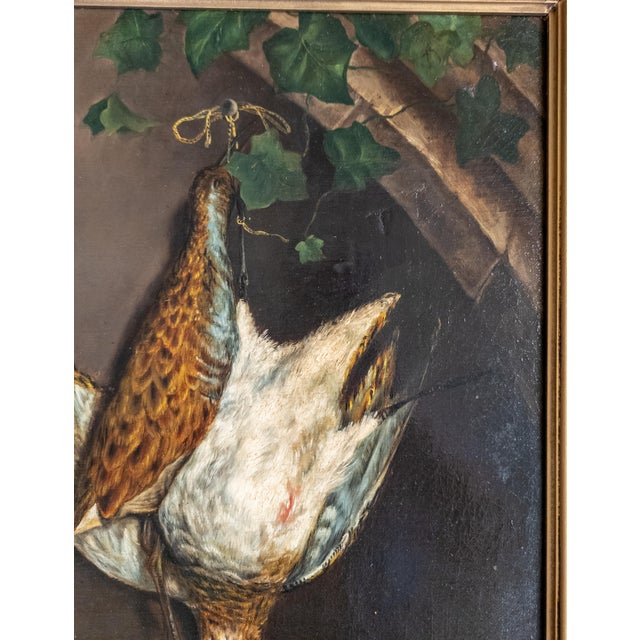 Gray 19th Century Continental European Painting of Game Birds For Sale - Image 8 of 16