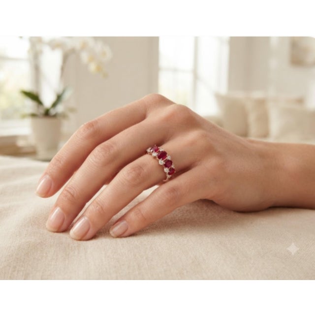 Gemstone Natural Ruby 4.15cts & Diamond 0.45cts Ring in 14k Gold For Sale - Image 7 of 8