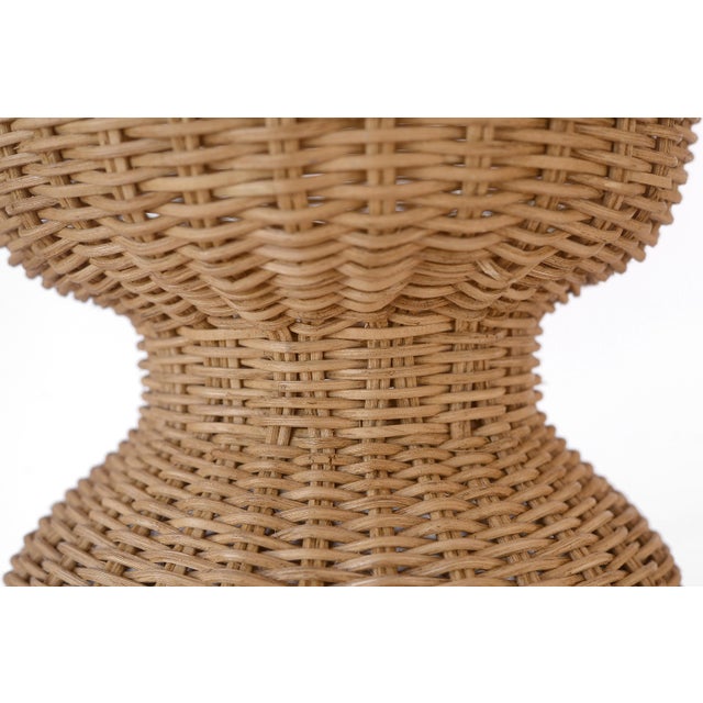 Vintage Boho Wicker Rattan Pedestal Plant Stand For Sale - Image 11 of 12