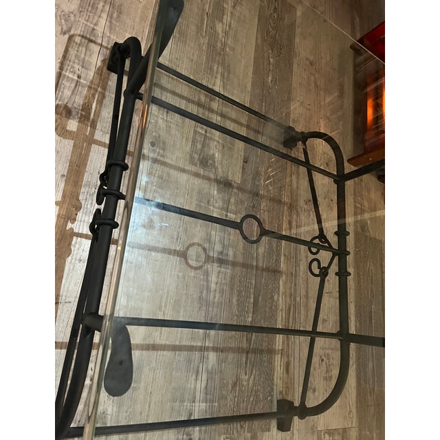 Brutalist Brutalist Etruscan Style Wrought Iron Coffee Table With 3/4" Ogee Glass For Sale - Image 3 of 5
