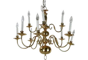 1970s Brass Chandelier with Canopy