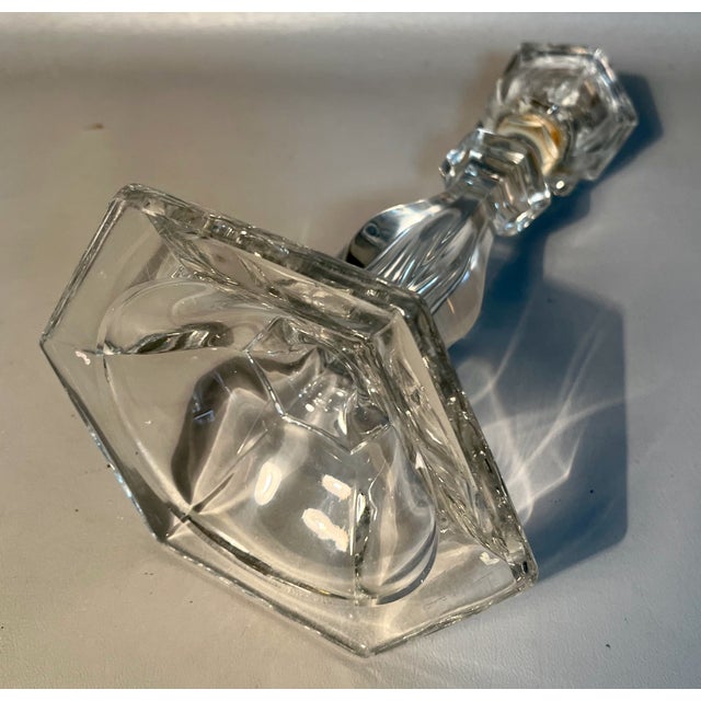 Glass Pair Heisey Crystal Candelabra Lusters 40 Faceted Prisms 1930s "Old Williamsburg" For Sale - Image 7 of 8
