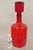 Mid Century Modern Blenko Large Red Blown Art Glass Vase Vessel Jug with Stopper. Circa Mid 20th Century. Measurements:...