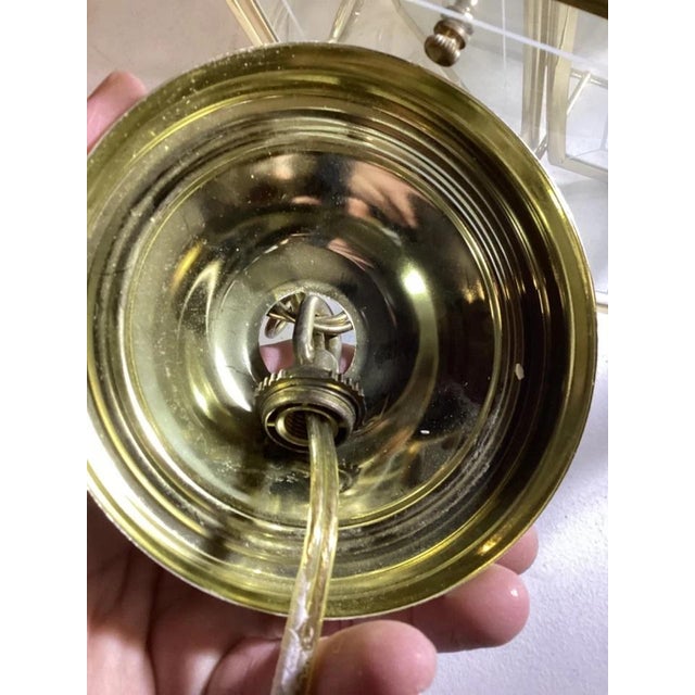 Vintage Brass & Glass Starburst Chandelier 16" Hanging Ceiling Light Fixture For Sale - Image 13 of 13