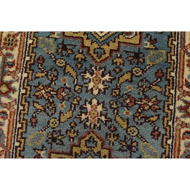 Textile Heriz Runner 2’6” X 8′ Blue Wool Tribal Hand-Knotted Oriental Rug For Sale - Image 7 of 12