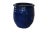 Vintage French clay fired bulbous pot in blue glaze paneling and artistic detail. 2 Drip holes at the base. DIMENSIONS...