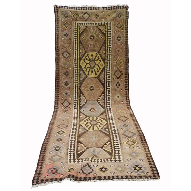antique Fine Hand-woven caucasian Kilim\. This Kilim measures approx (275x105 cm) Rug folds don't look particularly...
