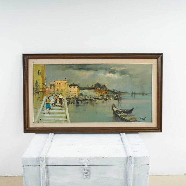 Renzo Piccoli, Painting of Venice, 1920s, Oil on Canvas, Framed For Sale - Image 6 of 6