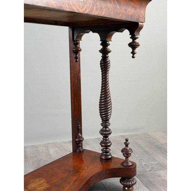 Wood 19th Century Napoleon III Mahogany and White Marble Console Table For Sale - Image 7 of 13