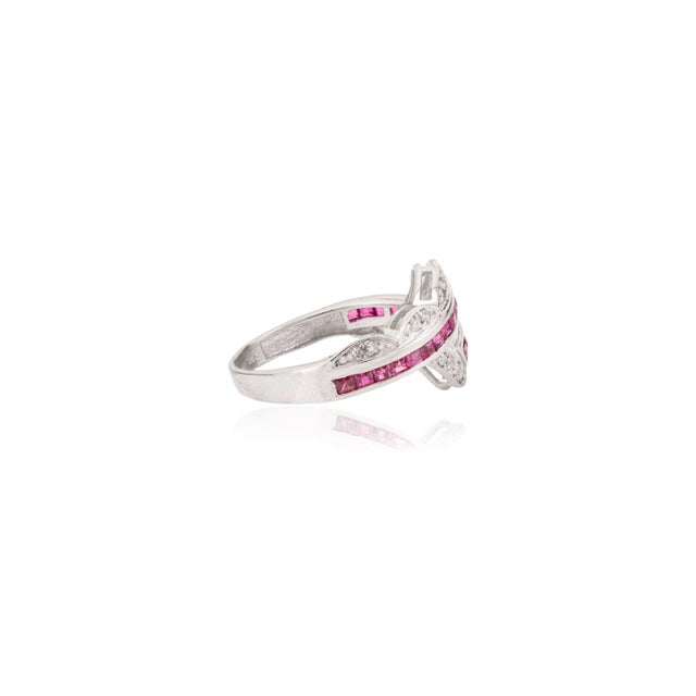 Not Yet Made - Made To Order Chunky 0.96 Carat Ruby & Diamond Intertwined Band Ring in 925 Silver Wedding Gift - Size 7 For Sale - Image 5 of 10