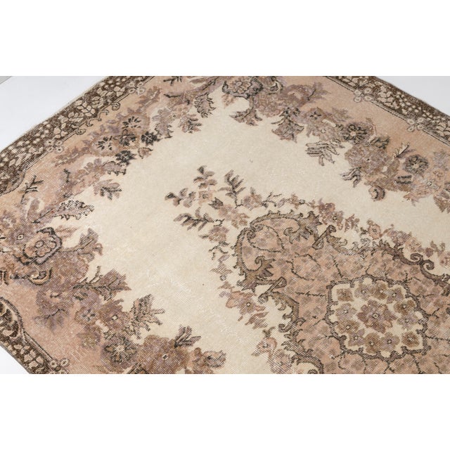 Tan Vintage Tribal Floor Wool Rug For Sale - Image 8 of 10