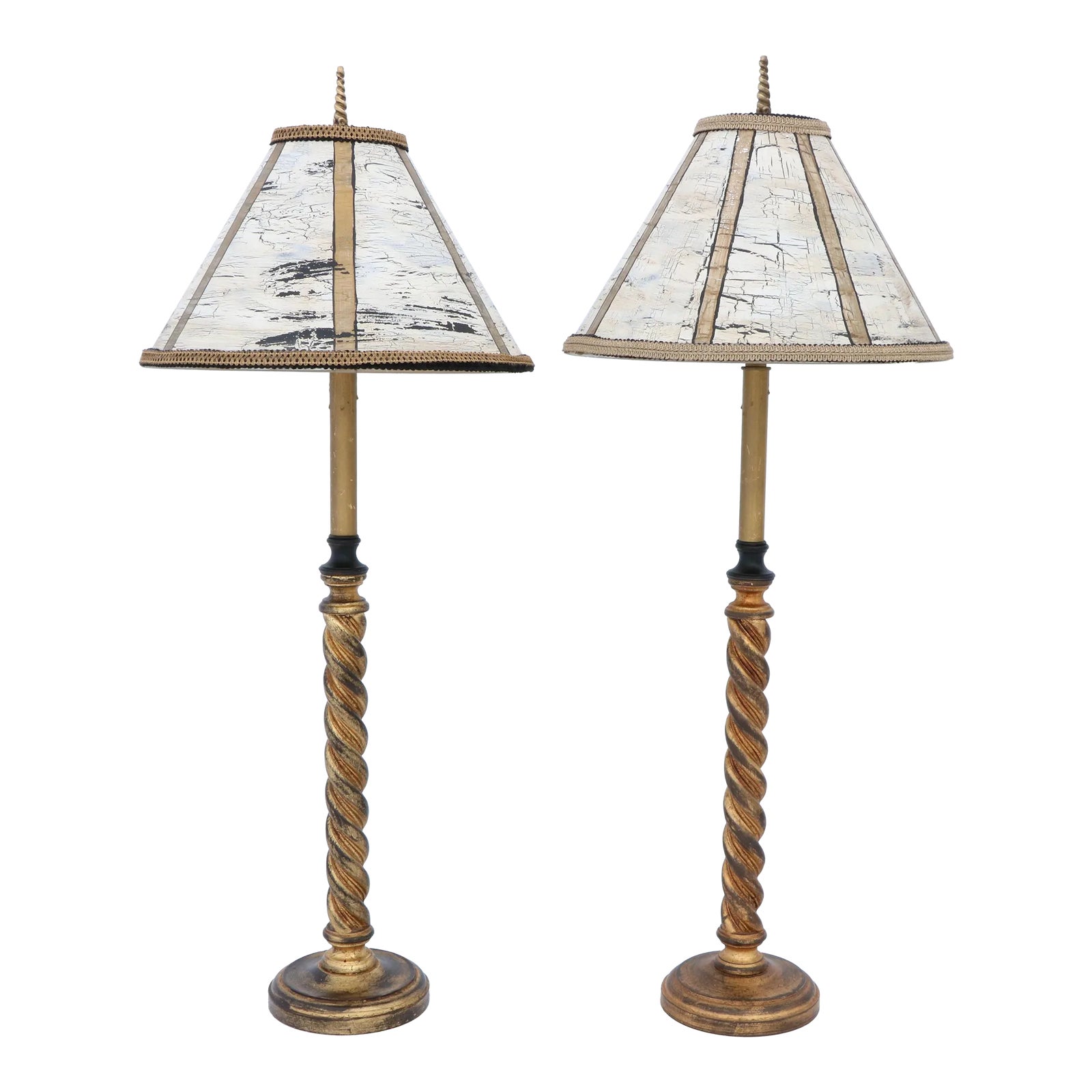Giltwood Barley Twist Candlestick Buffet Lamps by John-Richard - a Pair ...