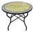 40" Handcrafted Olive Green, Blue, Black and White Moroccan Mosaic Table For Sale