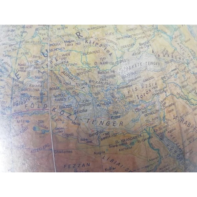 1950s Vintage Globe with Wooden Base from Domborzati, Hungary, 1950s For Sale - Image 5 of 8