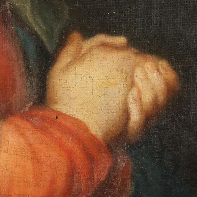Italian School, Painting of the Madonna in Prayer, Oil on Canvas For Sale - Image 6 of 10