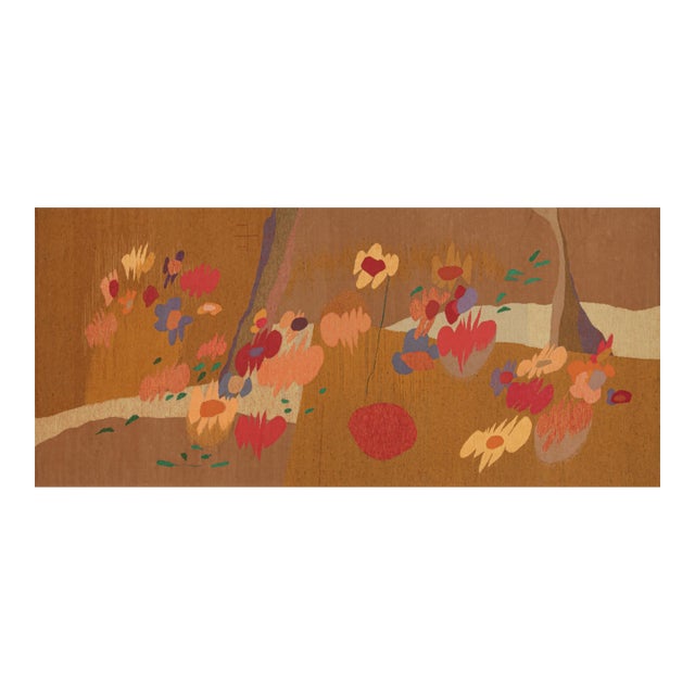 Vintage Henry Easterwood Runner, Brown With Abstract Florals - Rug & Kilim For Sale