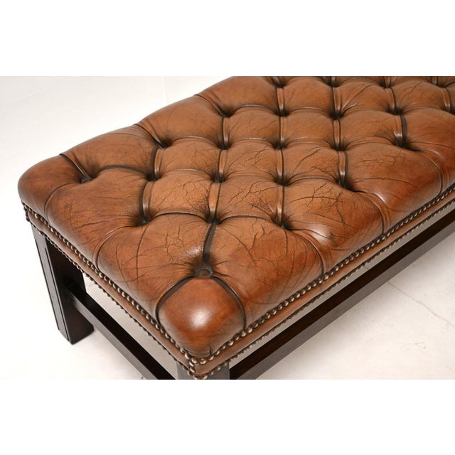 Antique Georgian Leather Bench, 1930 For Sale - Image 6 of 9