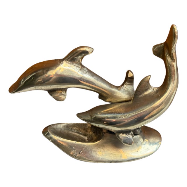 Handmade Brass Dolphin Desk Sculpture For Sale