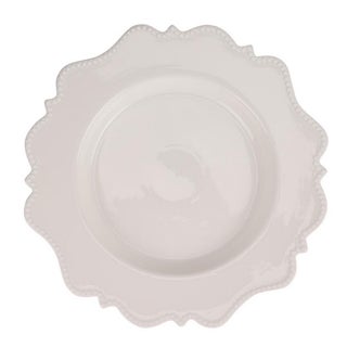 Ivory Beaded Scalloped Charger Plate, 13.5" For Sale