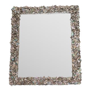 70’s Modern Designer Abalone Seashell Mirror For Sale