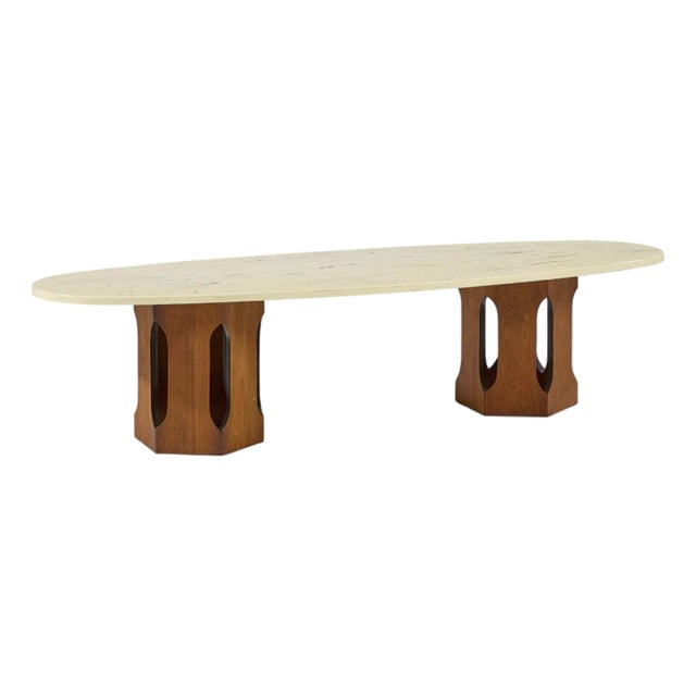 Harvey Probber Mid Century Walnut and Stone Coffee Table For Sale