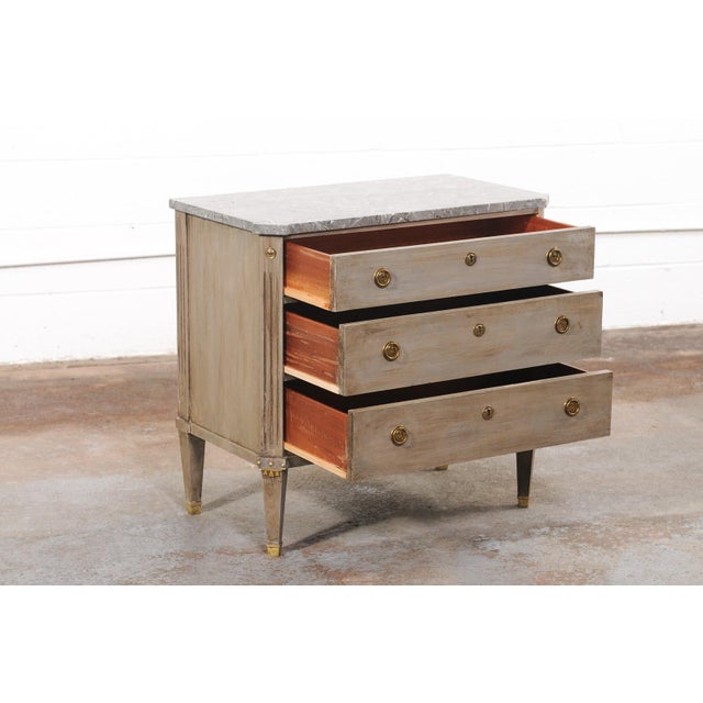 Mid 20th Century Swedish Gustavian Style Chest W/ Gray Marble Top For Sale - Image 4 of 13