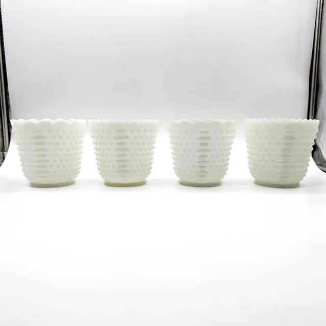 Mid 20th Century Fire King Hobnail Milk Glass Planters- Set of 4 For Sale - Image 9 of 10
