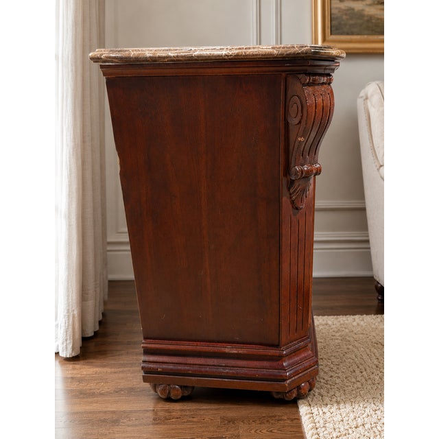 Victorian Bernhardt Victorian Mahogany 3-Drawer Marble Top Chest W/ Brass Rosette Pulls For Sale - Image 3 of 4