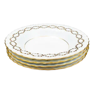 Late 20th Century Minton England Tiffany S600 Gold Leaves Light Blue Swirl Rim Soup Bowls- Set of 4