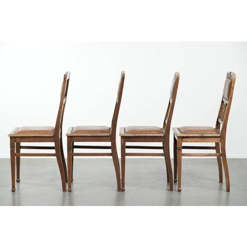 1920s Art Nouveau Style Oak & Sheepskin Dining Chairs, Set of 4 For Sale - Image 5 of 16