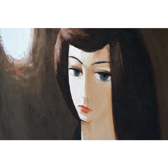 Laimdots Murnieks, Daughter's Portrait, Oil on Cardboard For Sale - Image 4 of 8