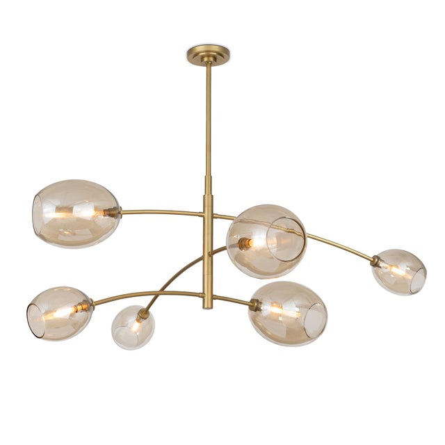 Glass Artemis Mobile Chandelier, Natural Brass with Champagne Glass For Sale - Image 7 of 7