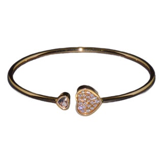 Late 20th Century Authentic Chopard Happy Hearts 0.45ct Diamond Open Bangle Bracelet in 18k Rose Gold For Sale