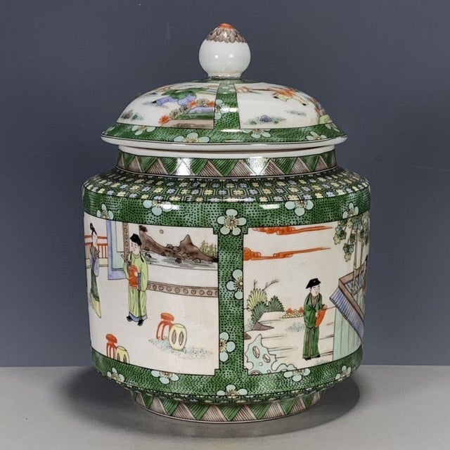 Dimensions: Height 19cm (7.48") x Diameter 15.5cm (6.10") Material: Glazed Porcelain, Famille Rose Enamel Style: Chinese,...