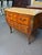 Antique French Louis XV marble top commode with incredible intricate patterned inlay veneer in drawers, face and sides....