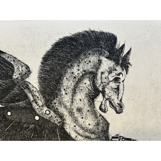 1960s Limited Edition German Dry Point Etching of Pegasus by Biejd 1968 For Sale - Image 5 of 6