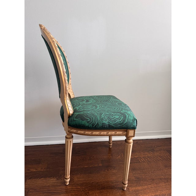 Vintage Louis XVI Malachite Side Chair For Sale - Image 9 of 10