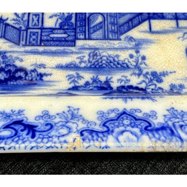 Blue & White Platter "Whampoa Pattern" Transferware For Sale - Image 10 of 11