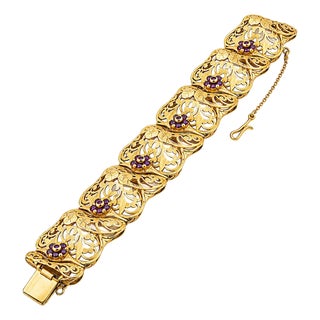 Mid 20th Century 18k Pink Sapphire Bracelet For Sale