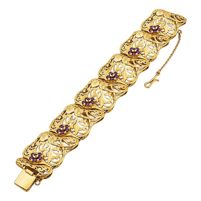 Mid 20th Century 18k Pink Sapphire Bracelet For Sale