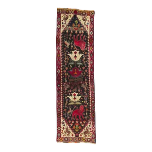 Mid 20th Century Vintage Persian Shiraz Zoomorphic Tribal Rug, 02'10 X 09'07