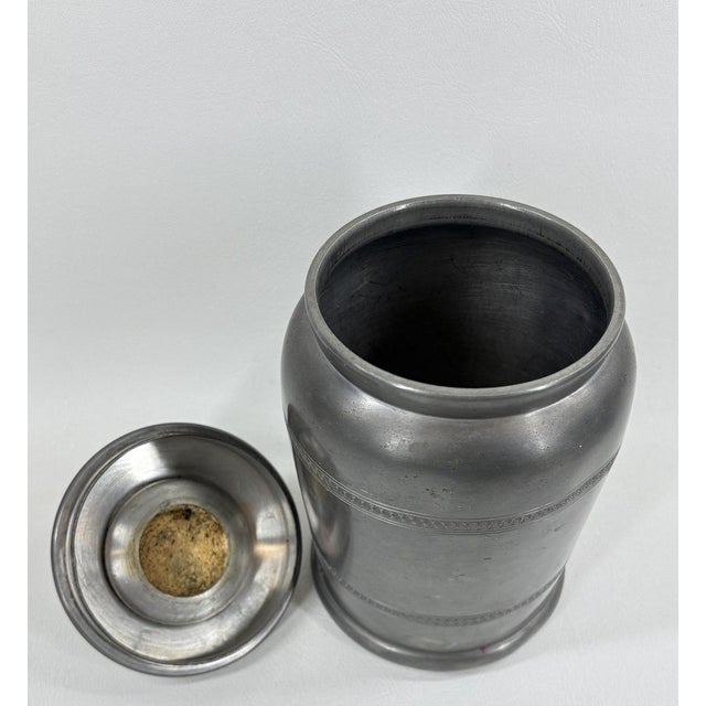 Signed Art Deco "Garant" Pewter Lidded Humidor Jar, Spain - 1930s For Sale In Portland, OR - Image 6 of 8