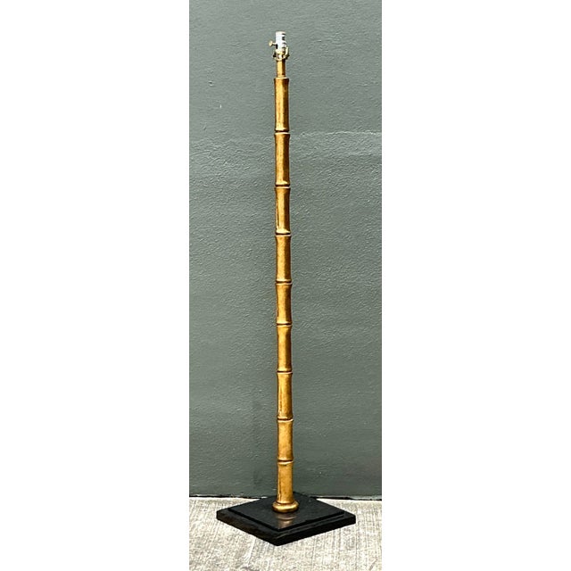 Vintage Gilt Bamboo Floor Lamp For Sale - Image 4 of 12