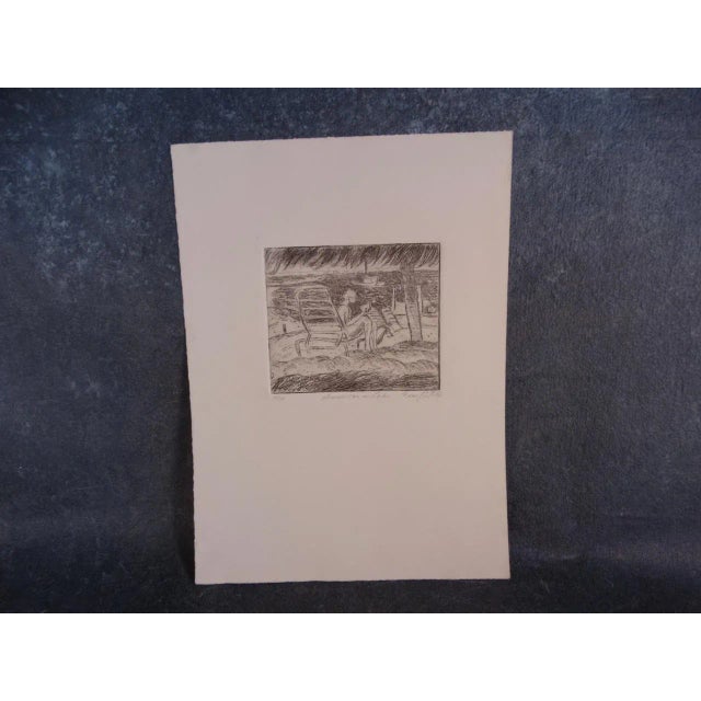 Mid 20th Century "American in Cabo" Etching by Edward Sotello For Sale - Image 4 of 6