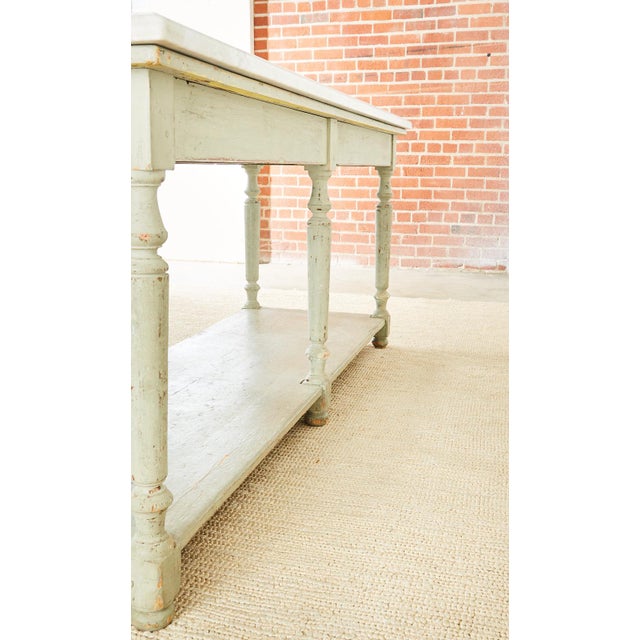 French Marble-Top Bakers Table or Kitchen Island | Chairish