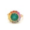 Real emerald ring gold, Natural round emerald ring, Rainbow sapphire ring gold, Emerald rainbow ring gold, 3CT emerald...